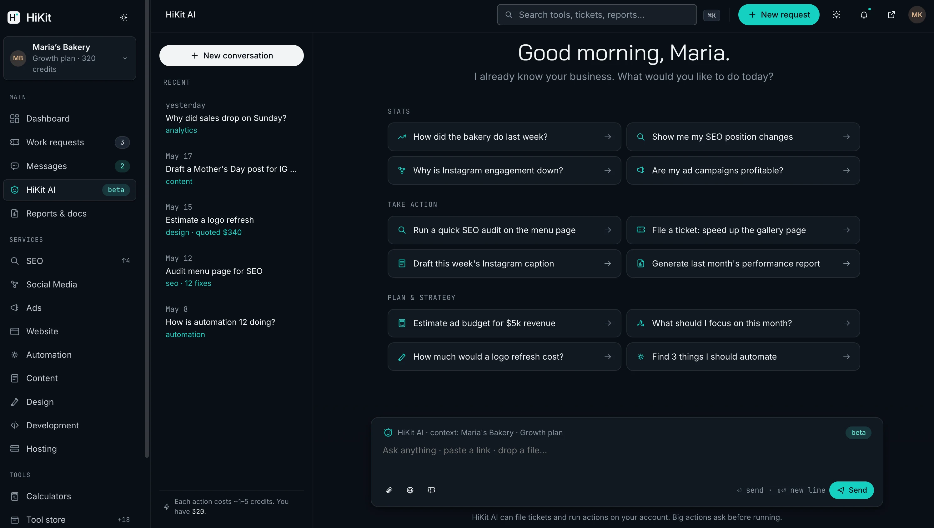 HiKit dashboard, HiKit AI