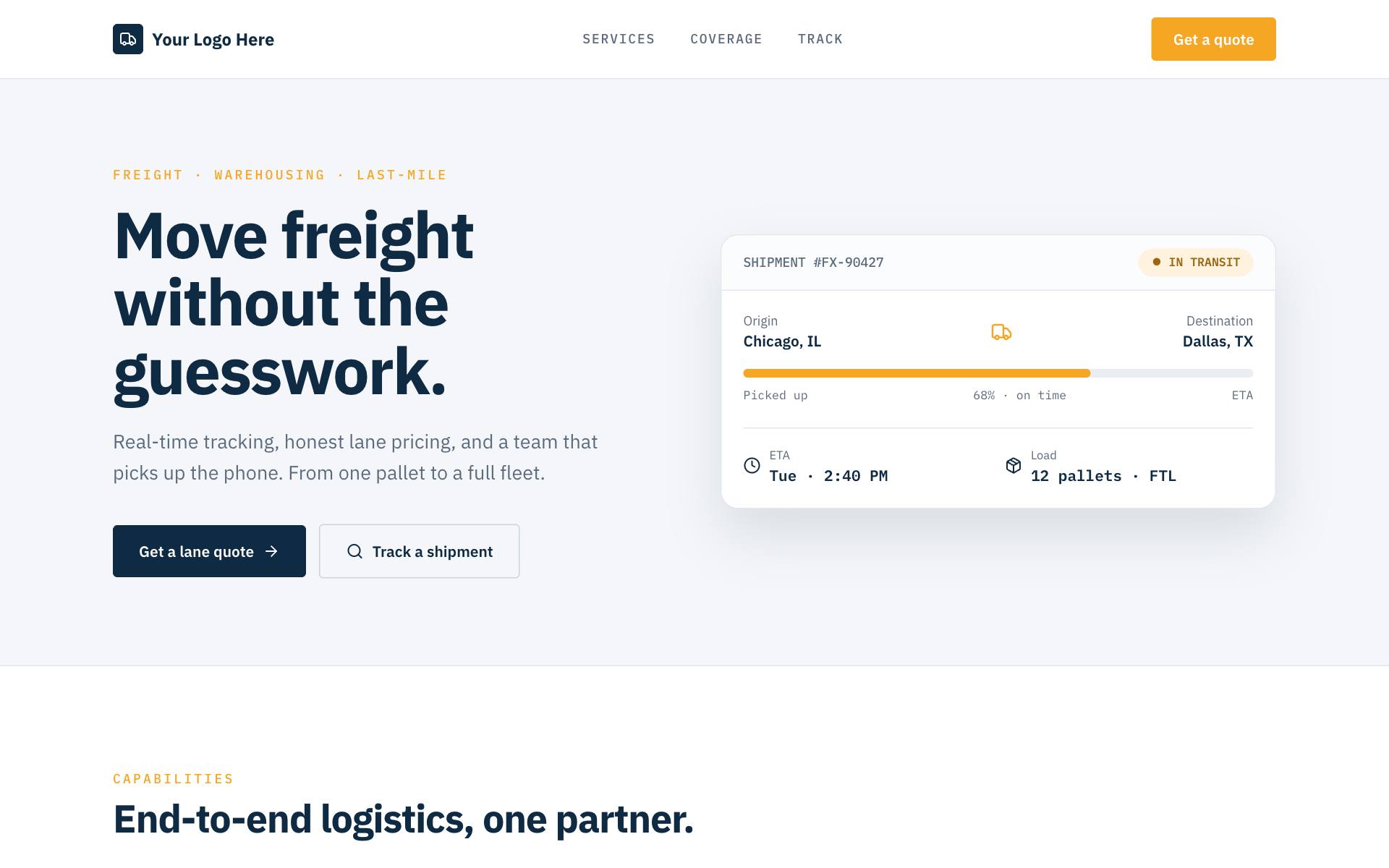 Freight & Distribution demo preview